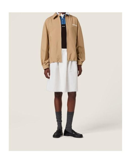 Miu Miu Natural Long-Sleeved Zip-Up Windbreaker