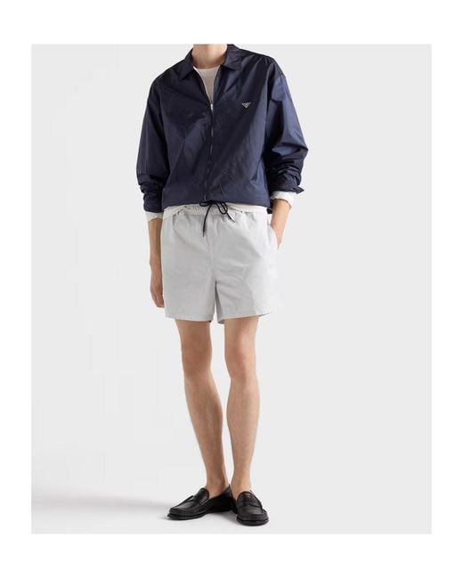 Prada Blue Logo Plaque Zip-Up Jacket for men