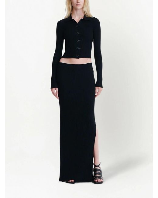 Dion Lee Black Gradient Ribbed-Knit Maxi Skirt