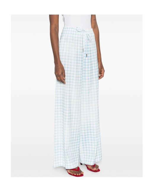 Ermanno Scervino White Gingham Wide-Leg Pants