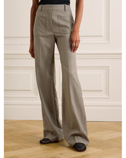 Nili Lotan Natural Houndstooth Flared Casual Pants