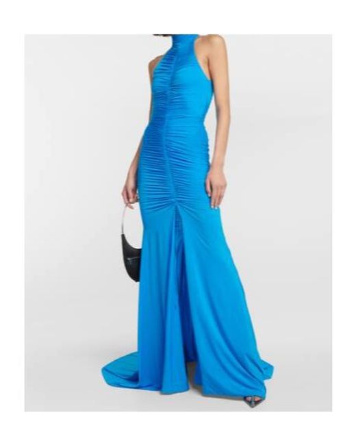 Alex Perry Blue Lark Ruched Gown