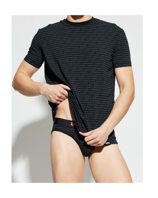 DSquared² Black Short-Sleeved T-Shirt And Two-Piece Set Of Briefs for men