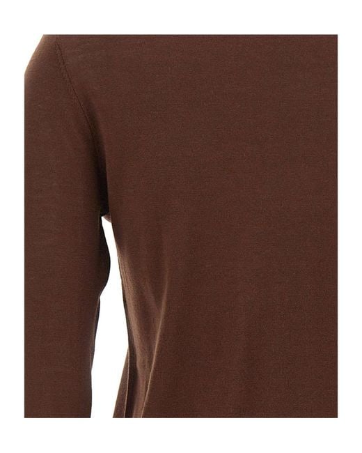 Aspesi Brown Long-Sleeved Turtleneck Knit Top