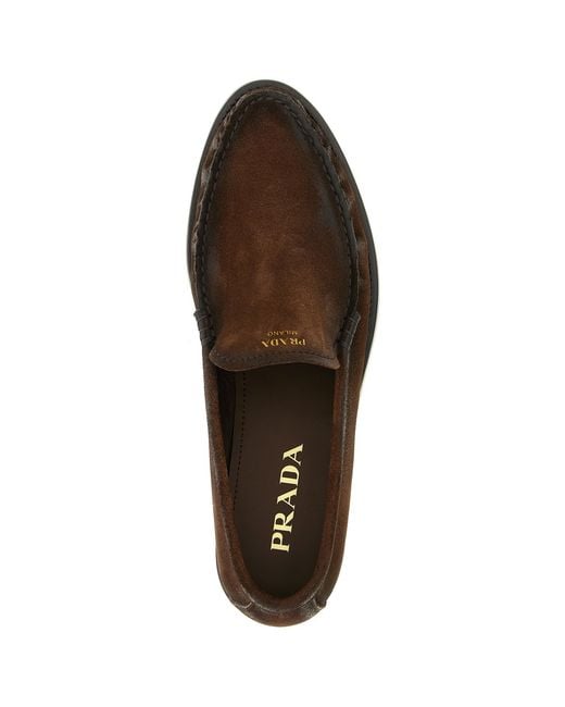 Prada Brown Suede Leather Loafers
