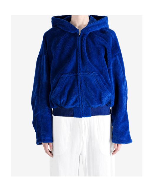 MM6 by Maison Margiela Blue Fleece Zip-Up Hoodie