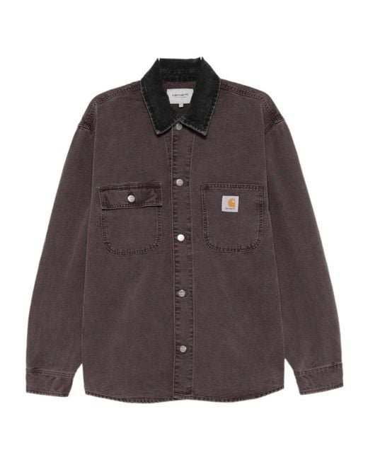 Carhartt Brown Mitch Logo Patch Denim Shirt for men
