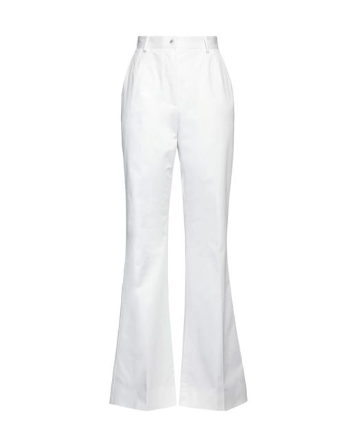 Dolce & Gabbana White Solid-Colored Woven Trousers