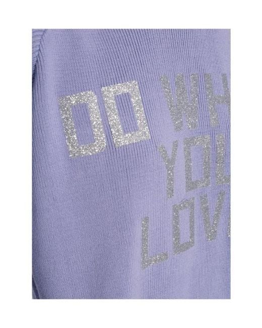 Golden Goose Deluxe Brand Purple Pastel Lilac Round-Neck Journey Collection Pullover With Distressed Finish And-Colored Lettering