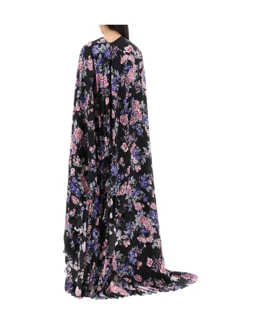 Balenciaga Blue Floral Print Pleated Dress