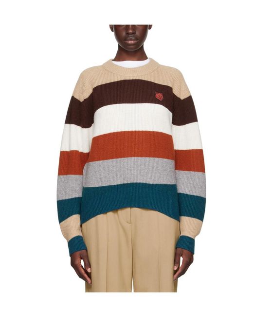 Maison Kitsuné Blue Woolen Round Neck Sweater