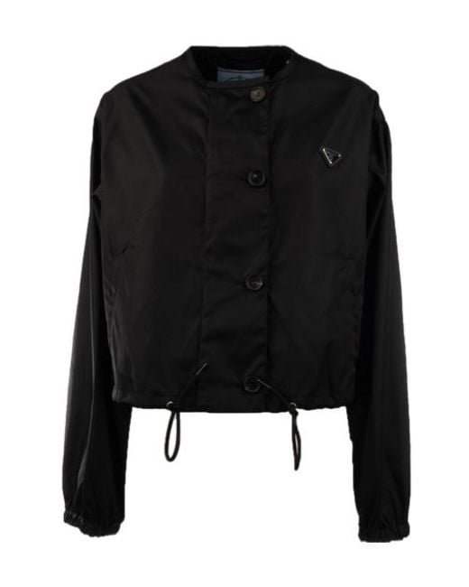 Prada Black Re-Nylon Logo-Plaque Jacket