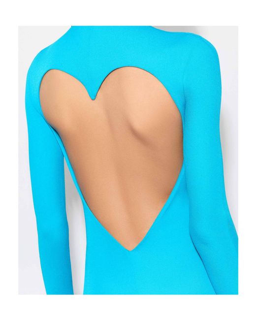 Alaïa Blue Alaïa Fluid Jersey Heart Dress