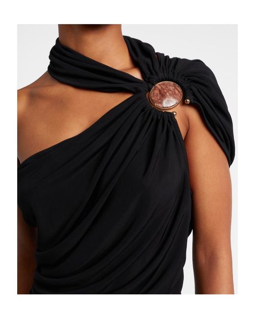 Christopher Esber Black Embellished Draped Jersey Top