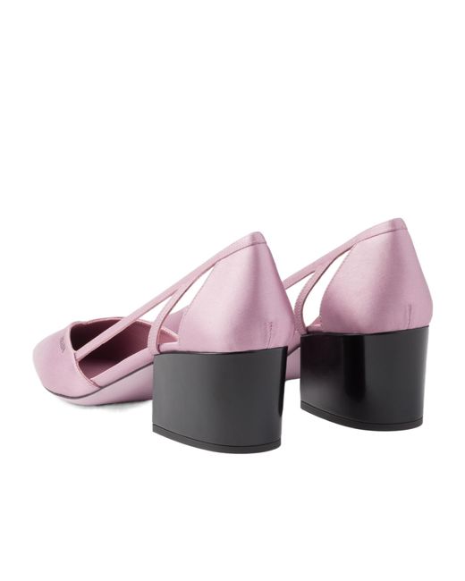 Prada Pink Logo Printed Pointed Toe Slingback Pumps