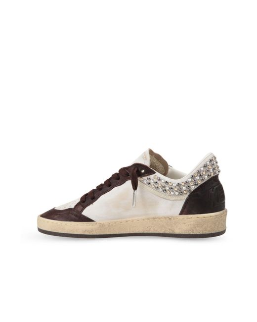 Golden Goose Deluxe Brand Brown Stud Embellished Lace-Up Sneakers