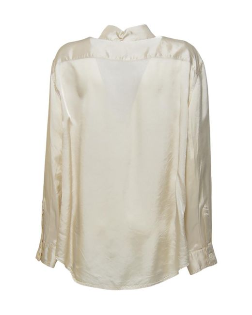 Aspesi White Long-Sleeved Curved Hem Shirt