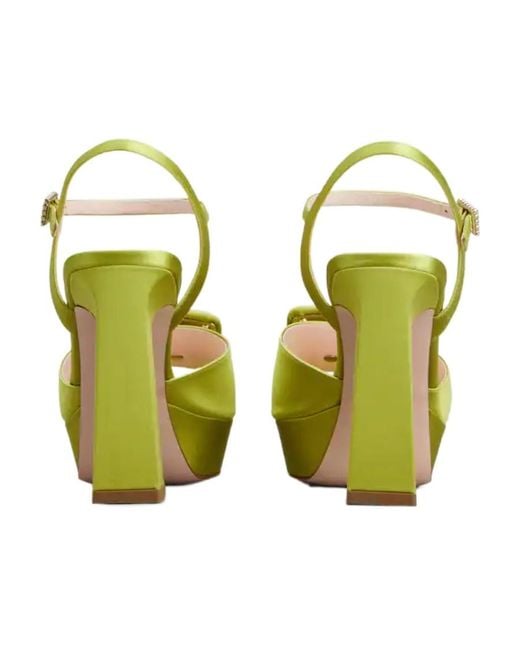 Roger Vivier Green Covered Buckle Platform Sandals