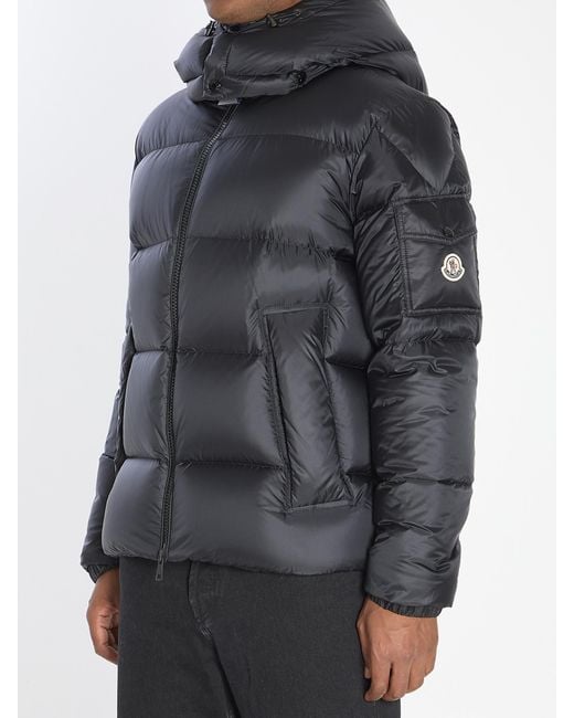 Moncler Gray Logo Patch Hooded Puffer Jacket for men