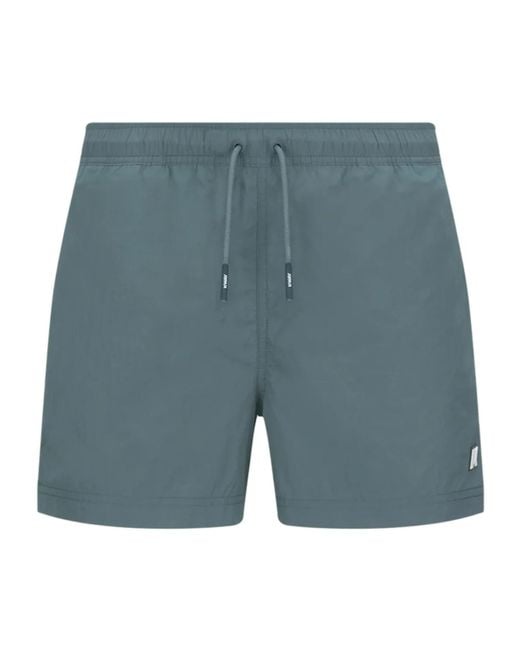 K-Way Men's Blue Drawstring Waist Swim Shorts
