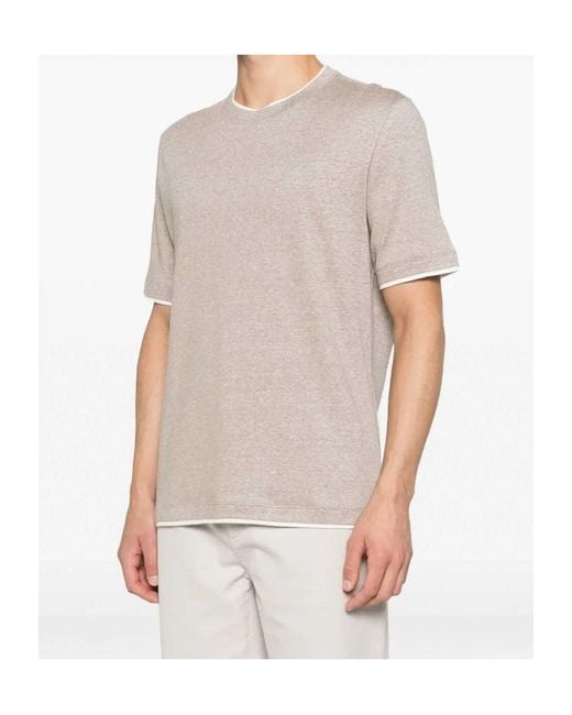 Brunello Cucinelli White T-Shirt With Faux-Layering for men