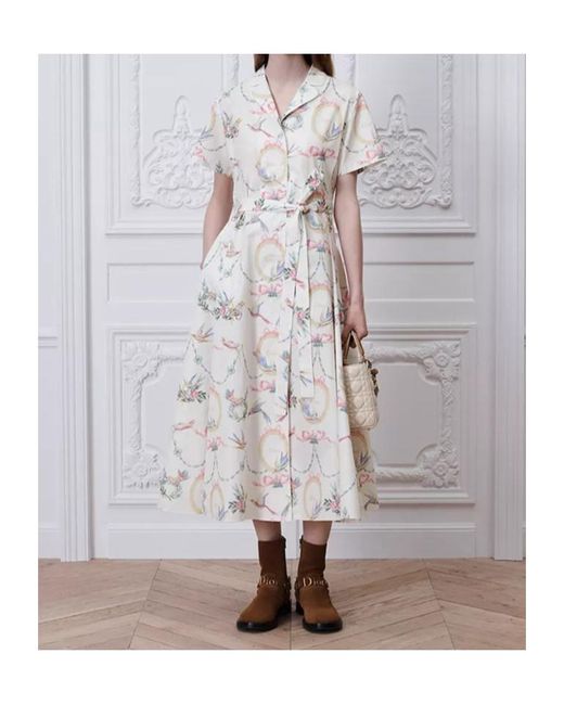 Dior White Qixi Belted Shirtdress