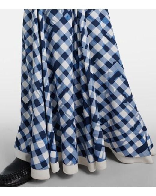 Proenza Schouler Blue June Checked Crepe De Chine Maxi Dress