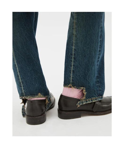 Versace Blue Distressed Straight-Leg Jeans for men