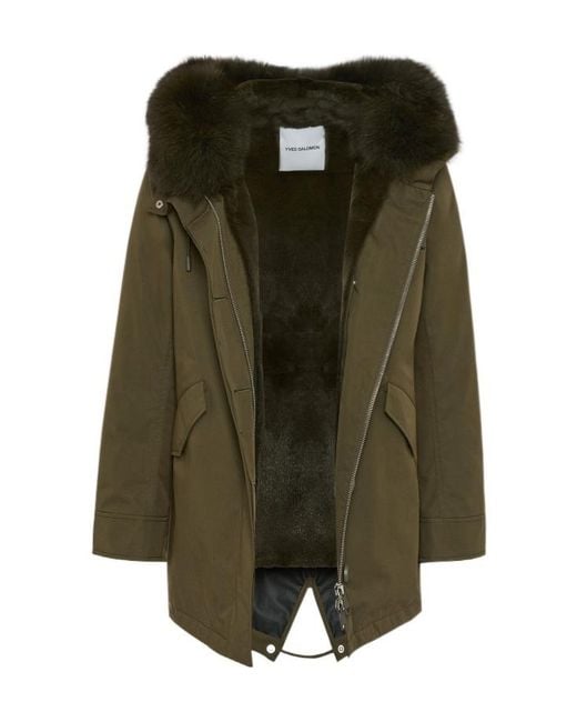 Yves Salomon Green Short Iconic Parka