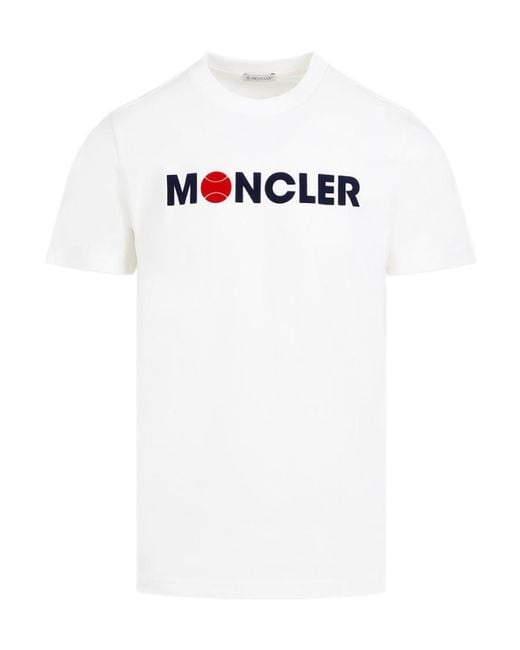 Moncler White Logo Detailed Crew Neck T-Shirt for men