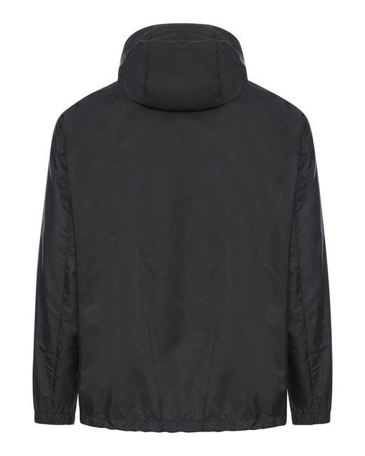 Prada Black Logo Plaque Zip-Up Jacket for men