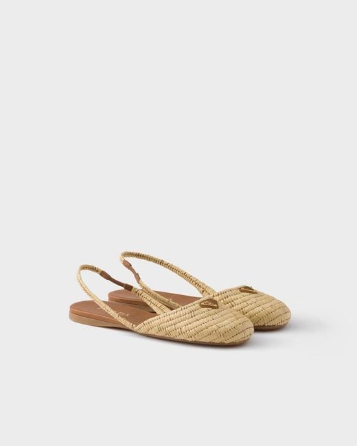 Prada Natural Crochet Slingback Ballerinas
