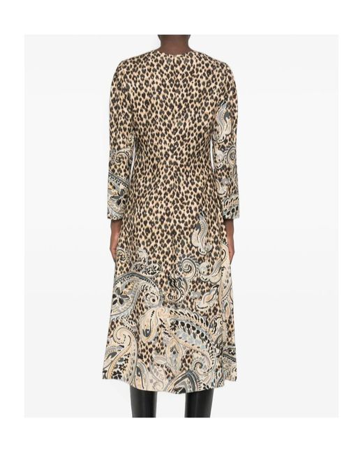 Etro Natural Leopard-Print Midi Dress
