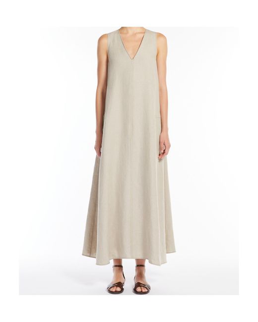 Max Mara White Flared Linen Dress