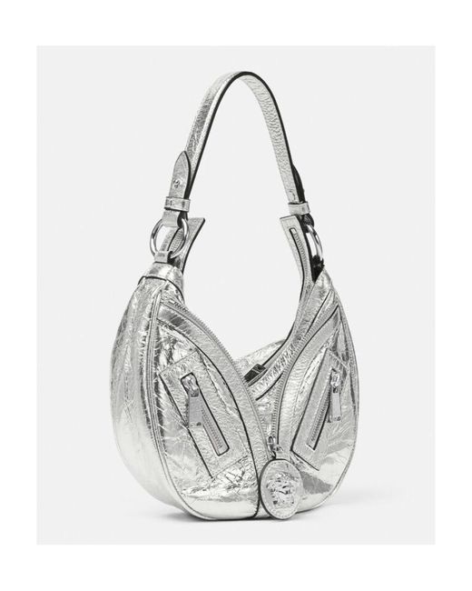 Versace Gray Metallic Effect Mini Shoulder Bag
