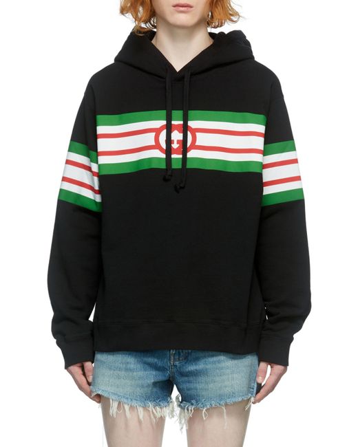 Gucci Green Interlocking G Print Hooded Sweatshirt for men
