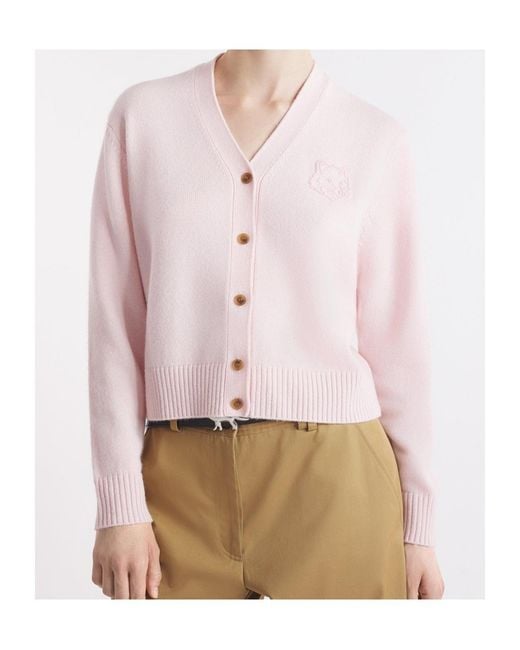 Maison Kitsuné Pink Maison Kitsuné Bold Fox Head Embroidered Knit Cardigan