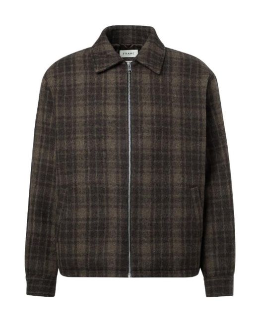 FRAME Black Checked Virgin Wool Blouson Jacket for men