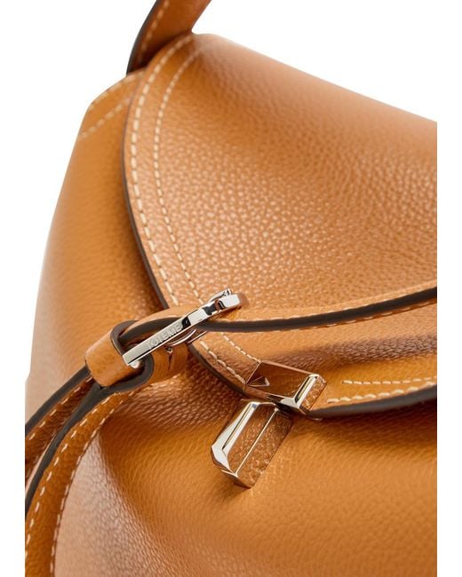 Totême Brown T-Lock Grained Leather Top Handle Bag