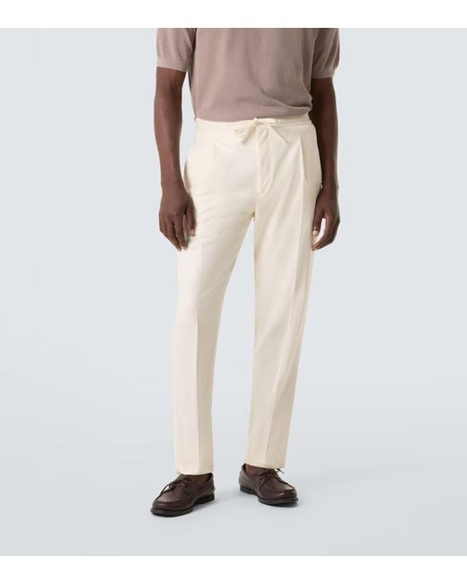 Lardini White Virgin Wool Tapered Pants for men