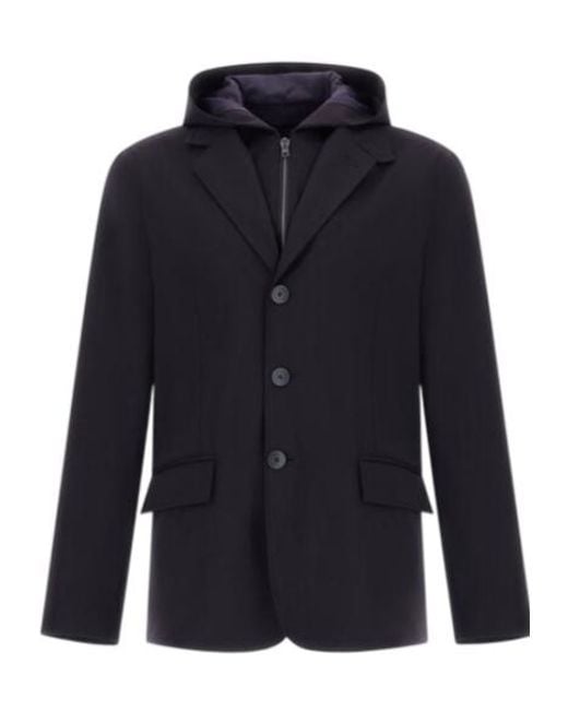 Herno Blue Hooded Jersey Blazer for men