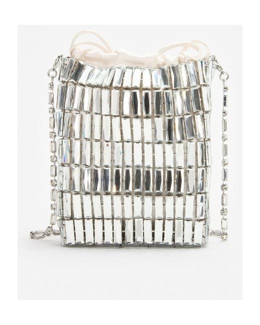 Self-Portrait White Embellished Drawstring Mini Bag
