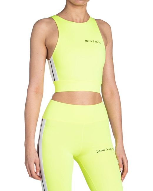 Palm Angels Yellow Side-Stripe Logo Tank Top