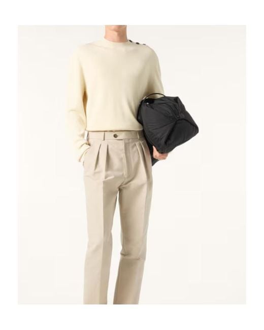 Loro Piana Natural Sloop Button-Detail Ribbed Sweater for men
