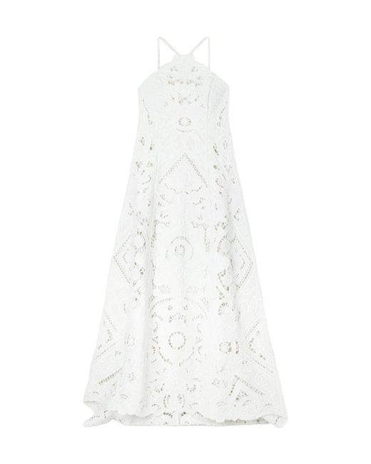 Cult Gaia White Embroidered Cut-Out Linen Maxi Dress