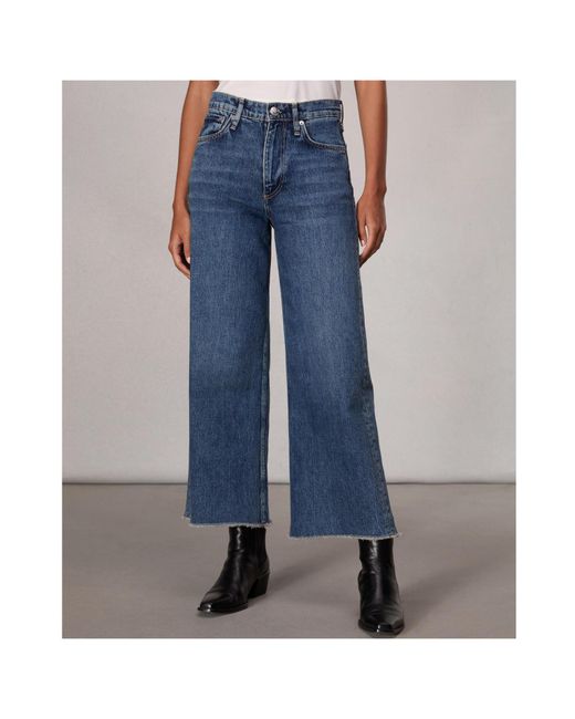 Rag & Bone Blue Logo-Patch Cropped Jeans