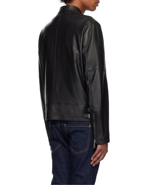 DSquared² Black Two-Way Zip Fastened Biker Jacket for men