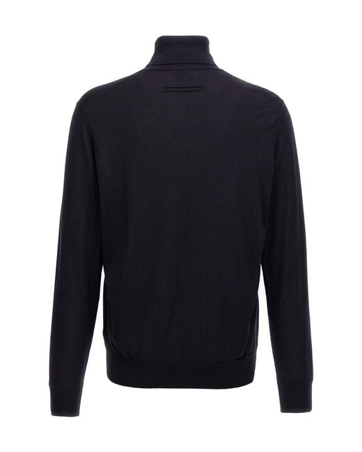 Zegna Blue Roll-Neck Knit Jumper for men