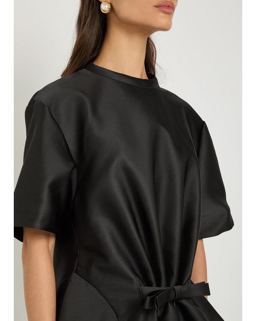 Rabanne Black Bow-Appliquéd Satin Top