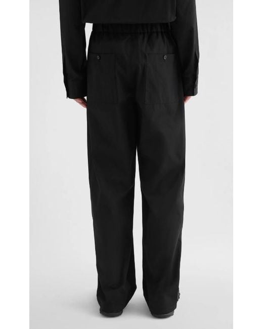 Jil Sander Black Drawstring Poplin Cargo Trousers for men